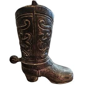 Vintage Brass Cowboy Boot Figurine Occupied Japan Shoe Western Cottage Farmhouse